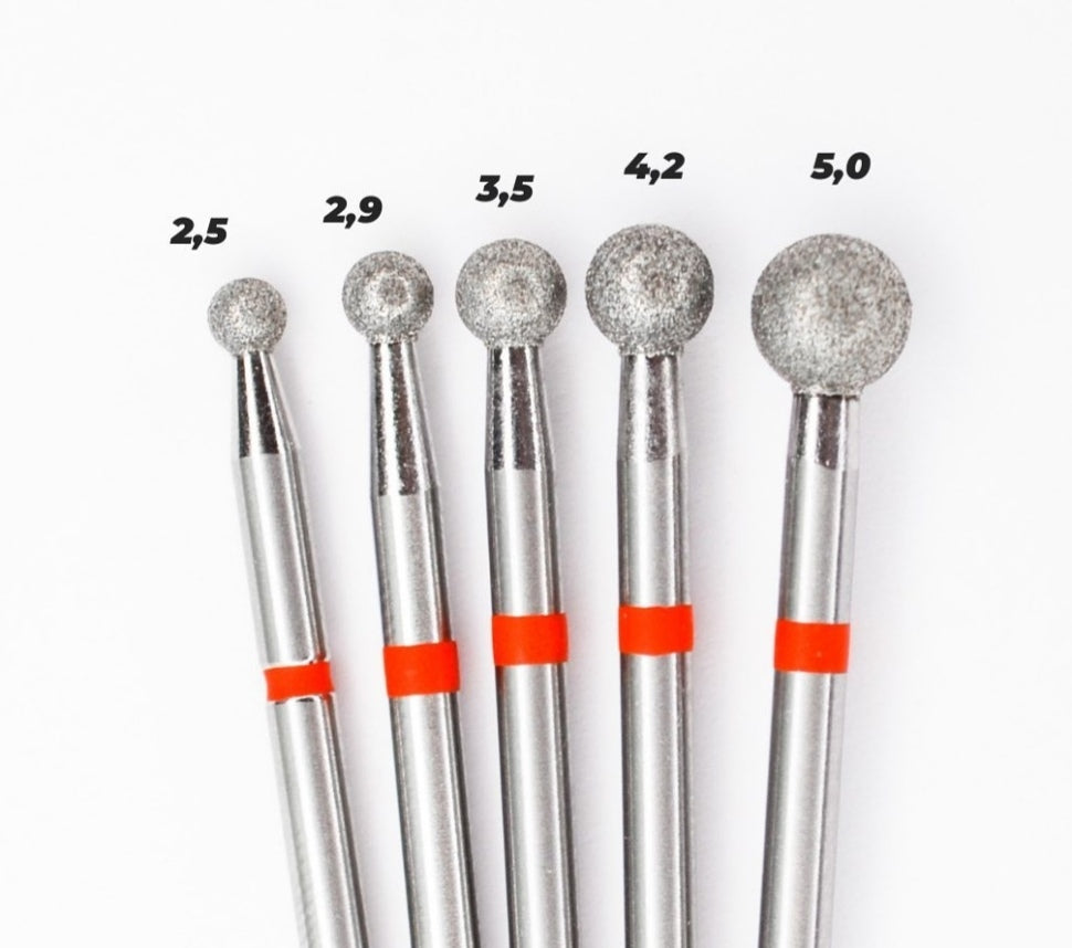Bit a sfera in diamante fine (anello rosso) in dimensioni: 1,2mm a 5mm di KMIZ