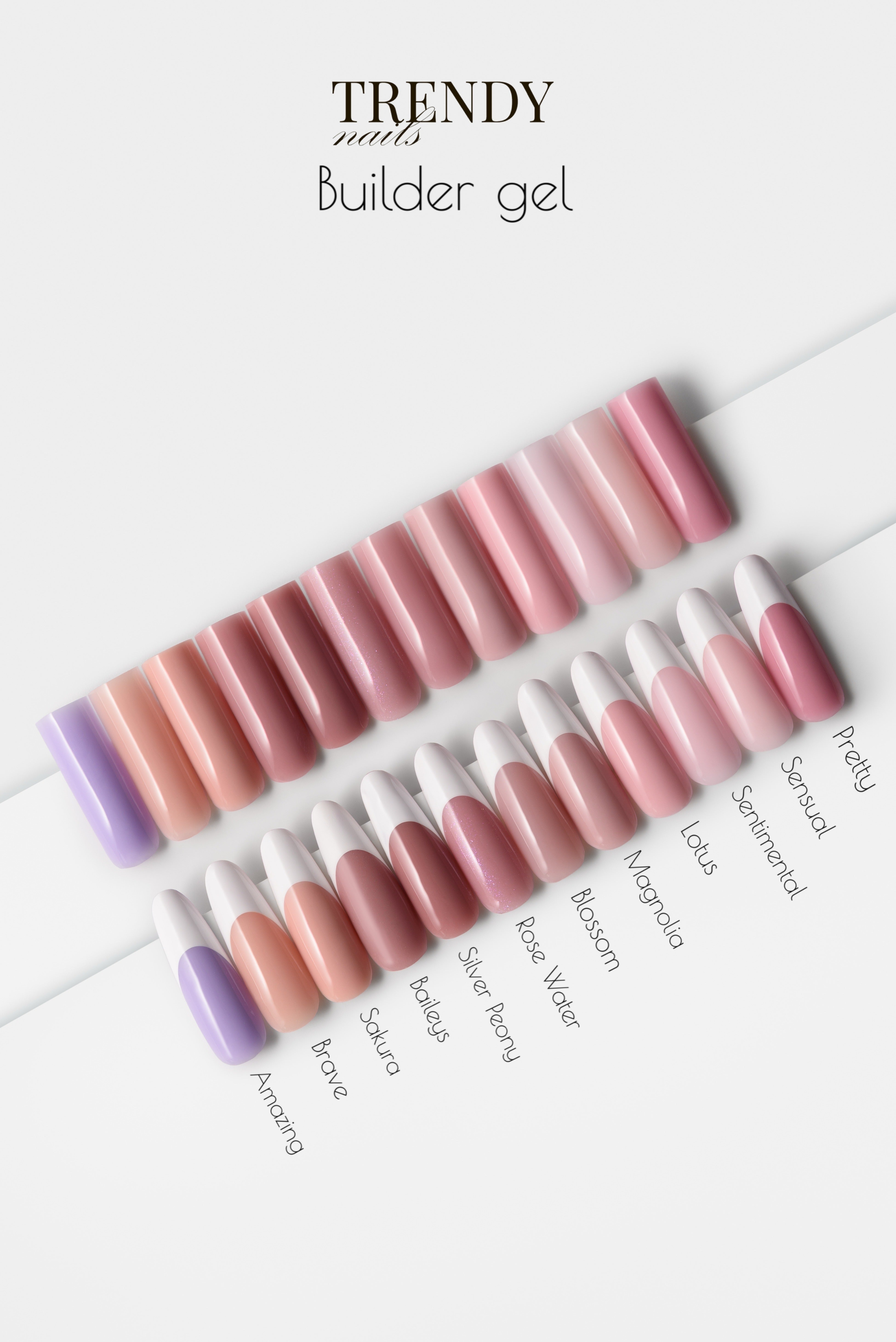 Коллекция Builder Gels в бутылке или баночке от Trendy Nails 15 мл/30 мл (самовыравнивающиеся)