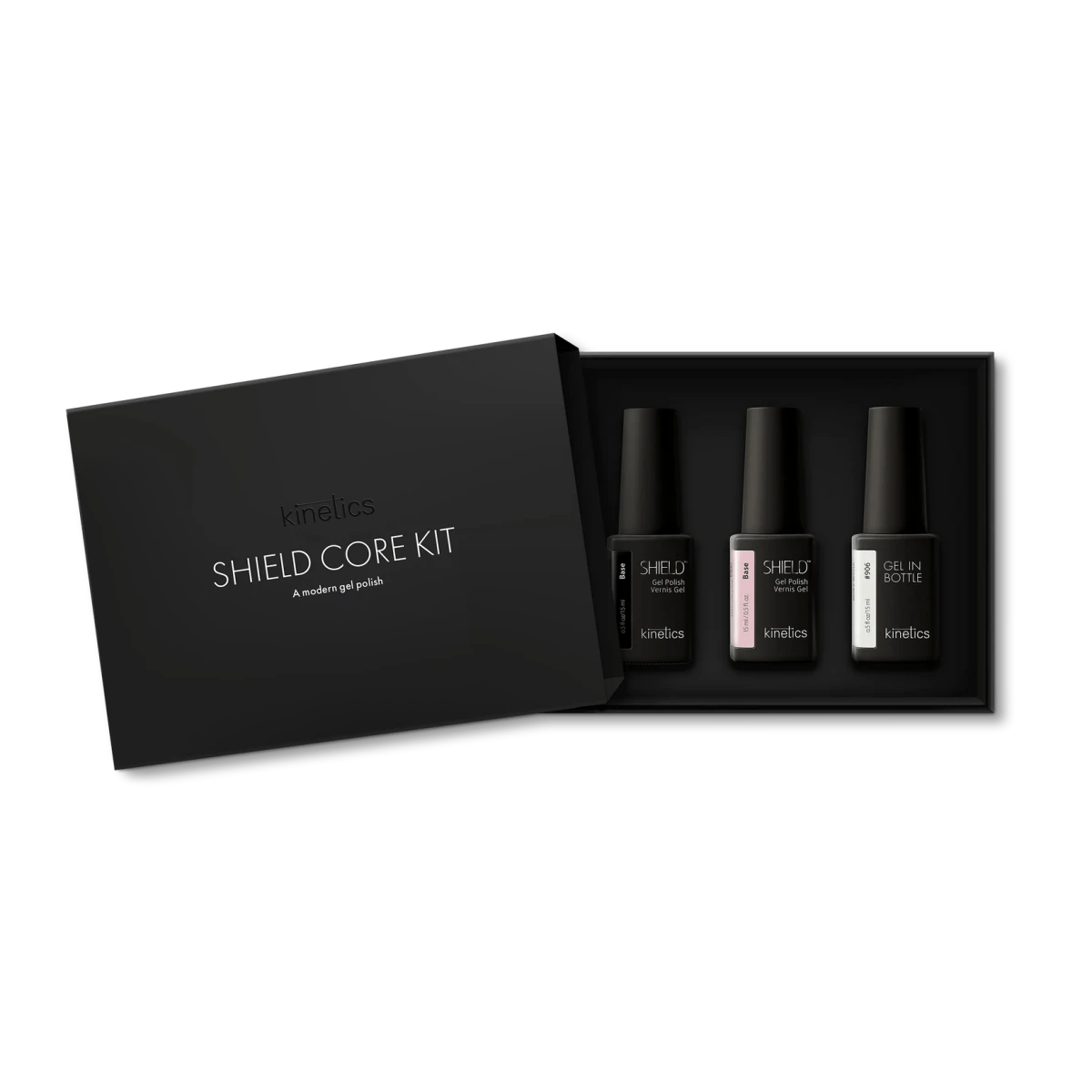 NEU Kinetics Testpaket CORE KIT Shield RubberBase+, FiberBase#902,Gel in Bottle#906 (TPO-free)