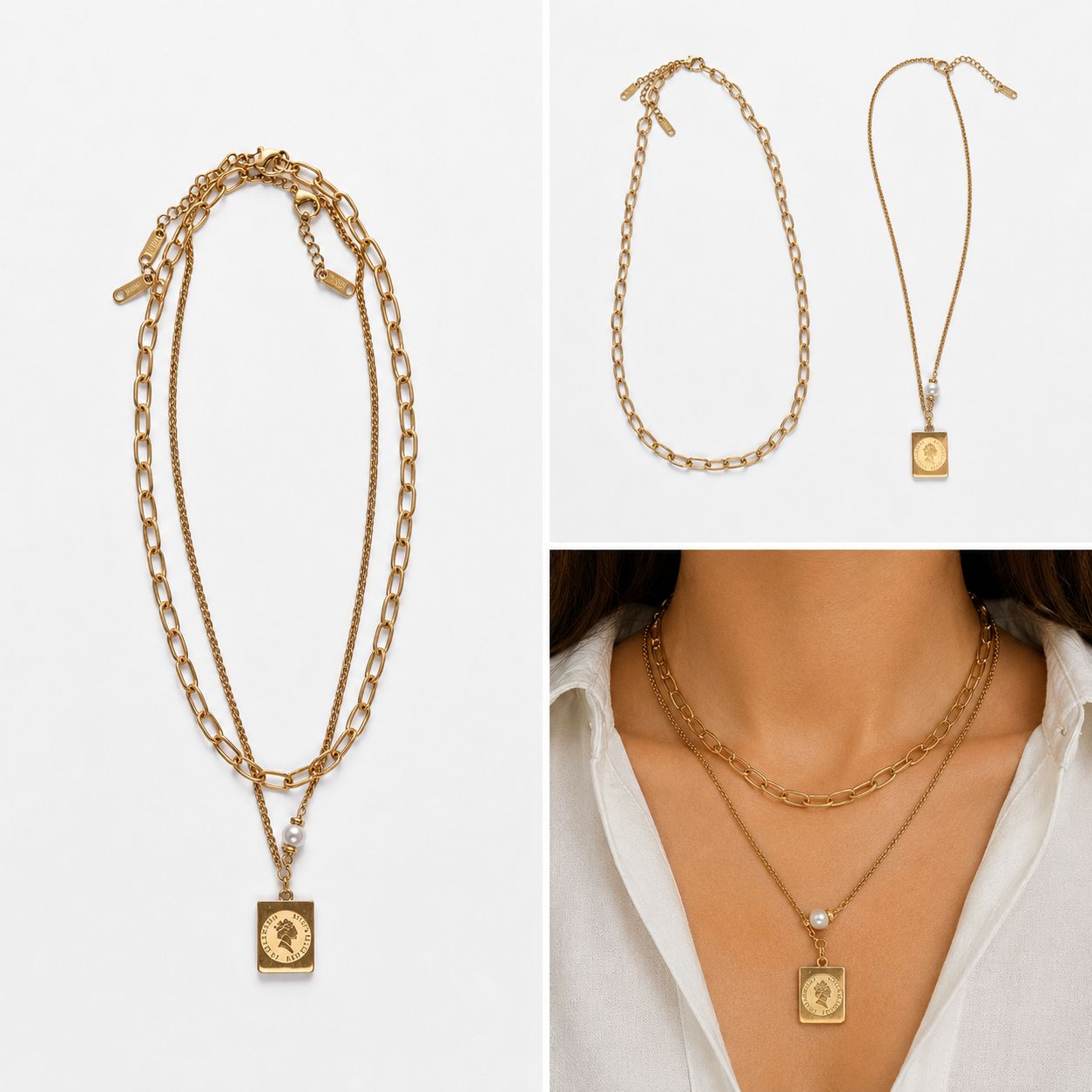 Stylische asymetrische Kette in gold (Modeschmuck) 6