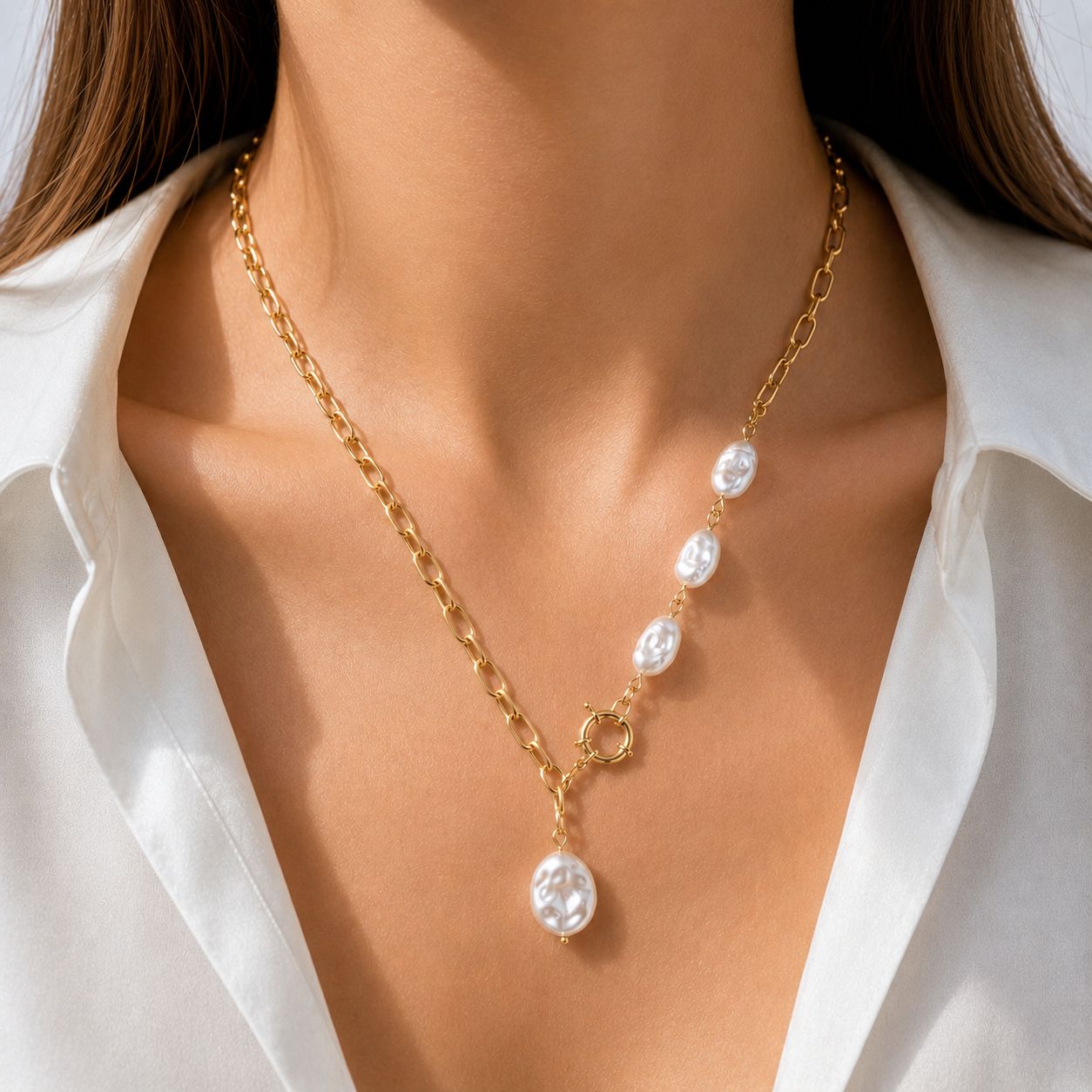 Collana asimmetrica alla moda in oro (bigiotteria) 4