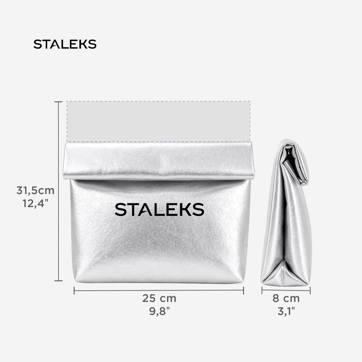 Kosmetiktasche aus Öko-Leder silber, Größe L