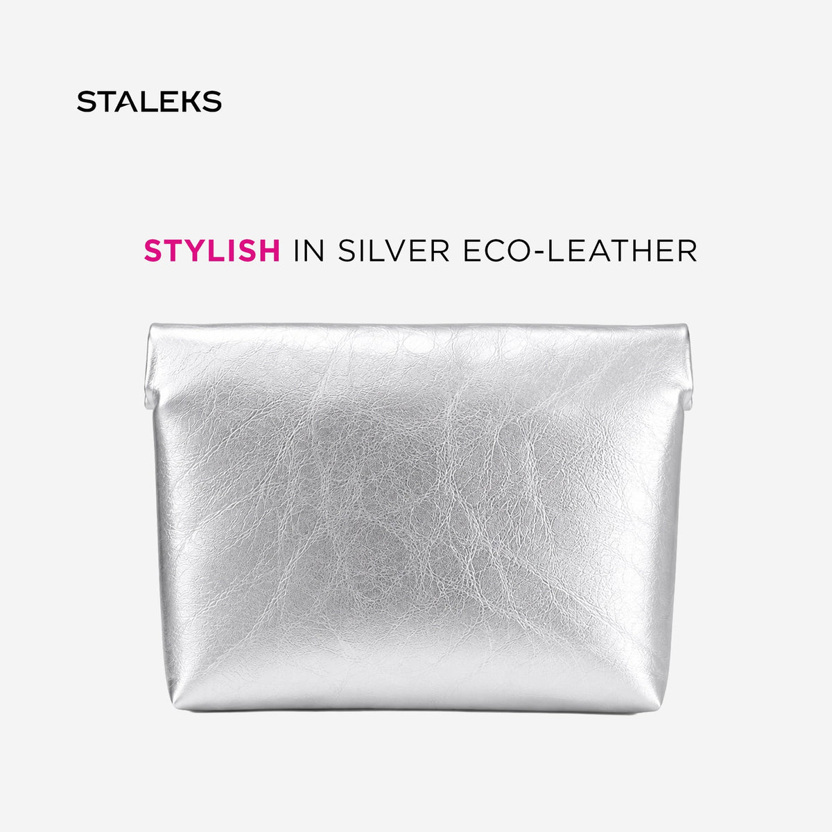 Kosmetiktasche aus Öko-Leder silber, Größe L