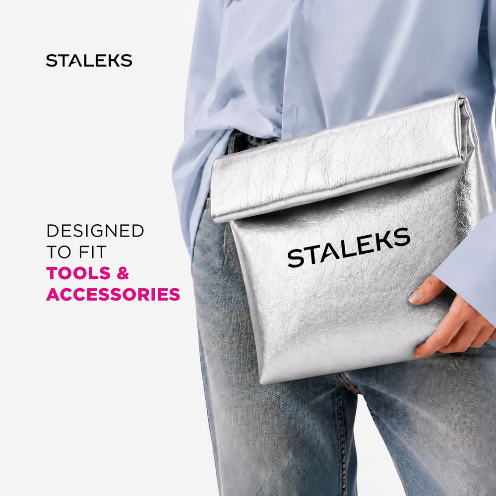 Kosmetiktasche aus Öko-Leder silber, Größe L