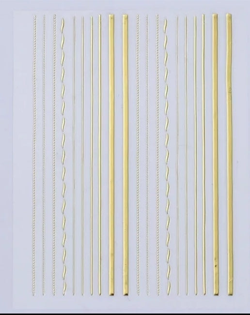 Sticker stretchy stripes lines and dots gold