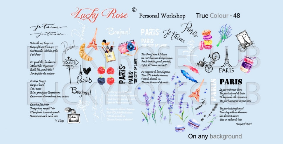 Sticker Design 'Paris' TC48 (Water-soluble stickers) Lucky Rose