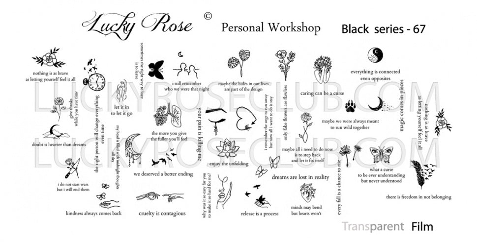 Sticker Design 'Black series' 67 (Water-soluble stickers) Lucky Rose