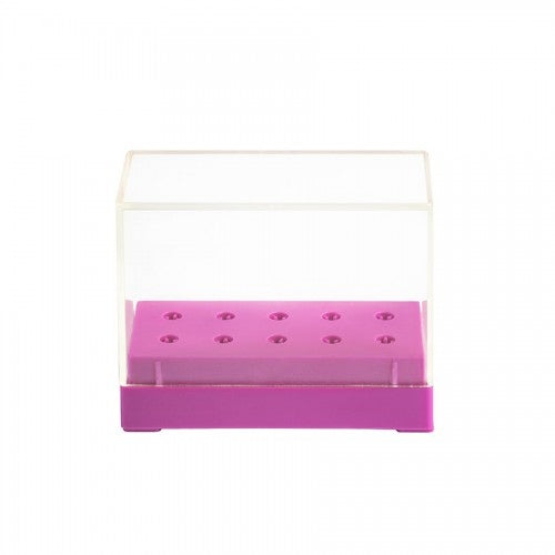Milling cutter box with lid for 10 milling cutter attachments pink