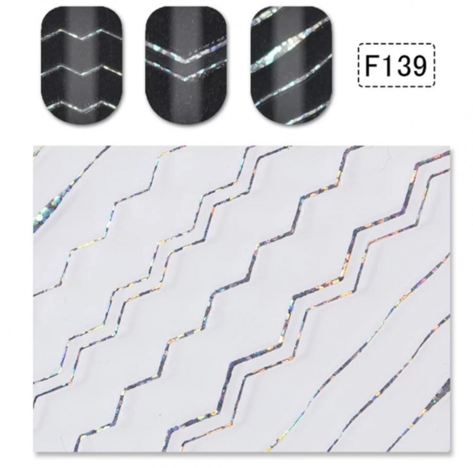 Sticker stretchy stripes iridescent-silver F139