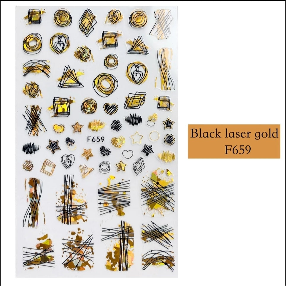 Sticker forme in nero-oro F659
