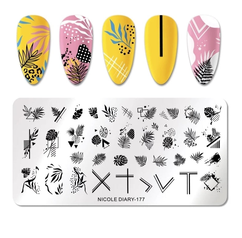 Stamping Plate Stencil Leaves and Shapes ND-177