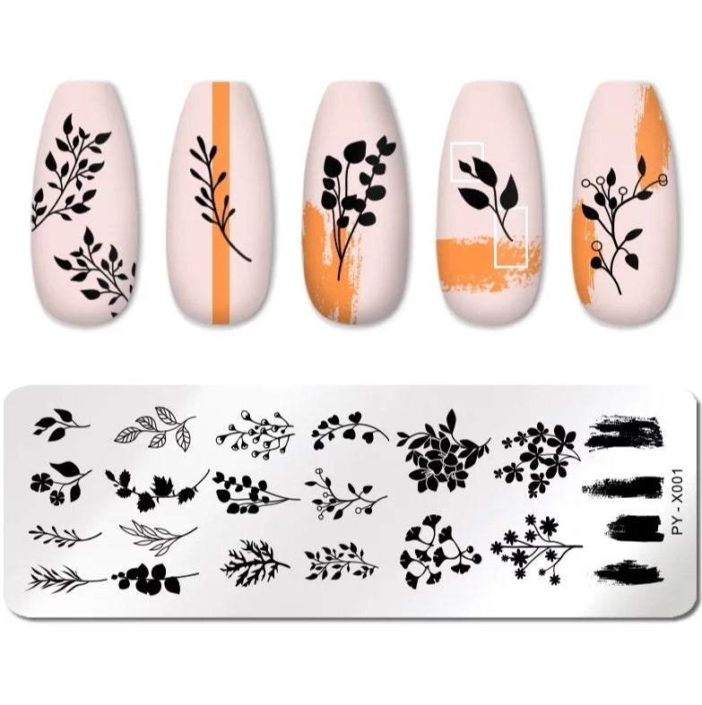 Piastra di Stamping Modello Fiori e Rami PY-X001