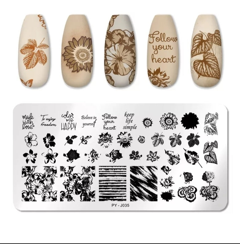 Stamping plate stencil foglie e testi PY-J035
