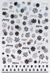 Sticker Herbstblätter in schwarz-silber