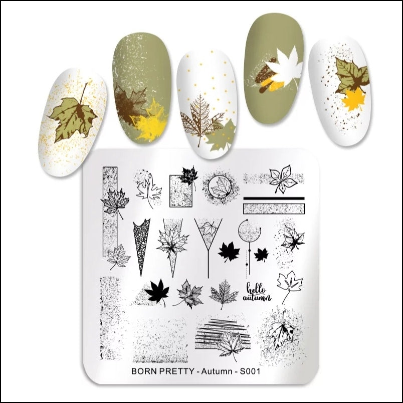 Stamping Plate Stencil Autumn Motifs Autumn S001