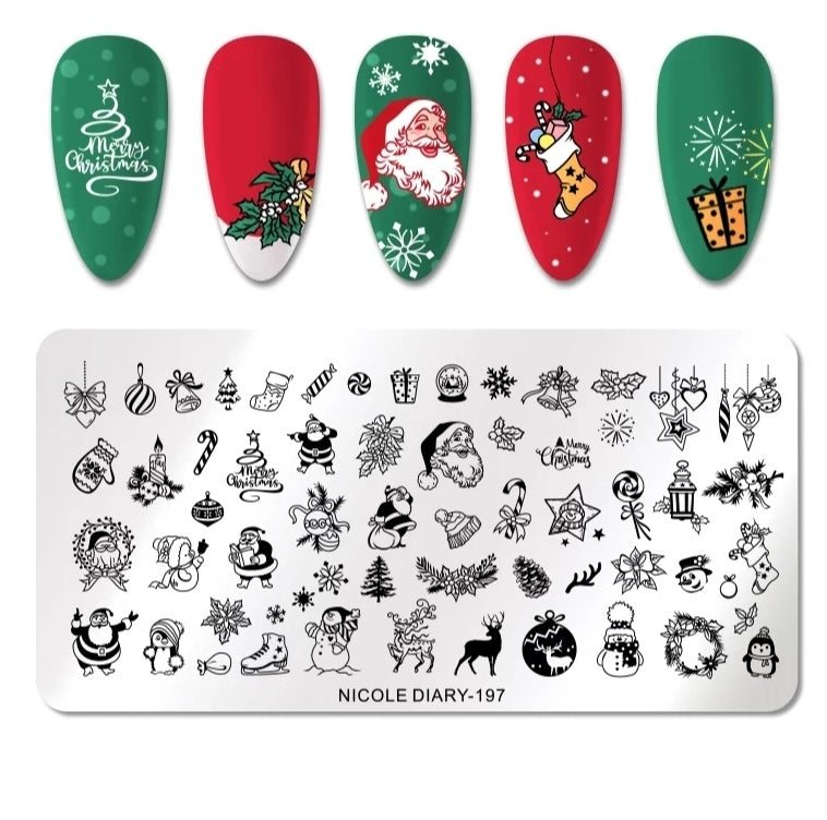 Stamping Plate Stencil Winter Motifs ND197