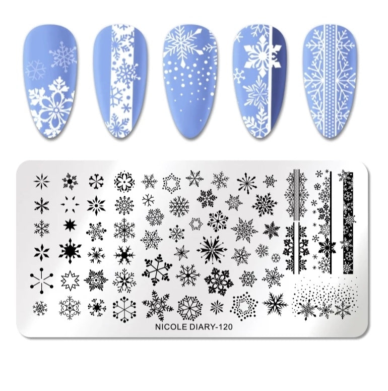 Stamping Plate Stencil Winter Motifs ND120