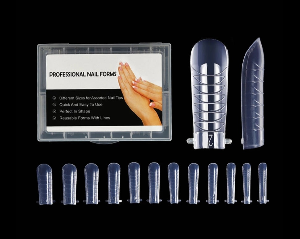 Dual nail tips for acrylic gel (reusable) clear 12 pcs.