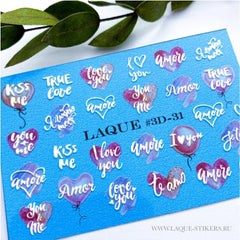 Design adesivo 3D 3D31 bianco (adesivi solubili in acqua) Amore