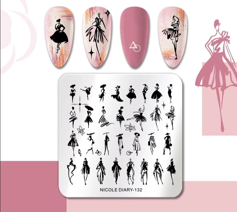 Stamping Plate Stencil Piccolo Donna ND132