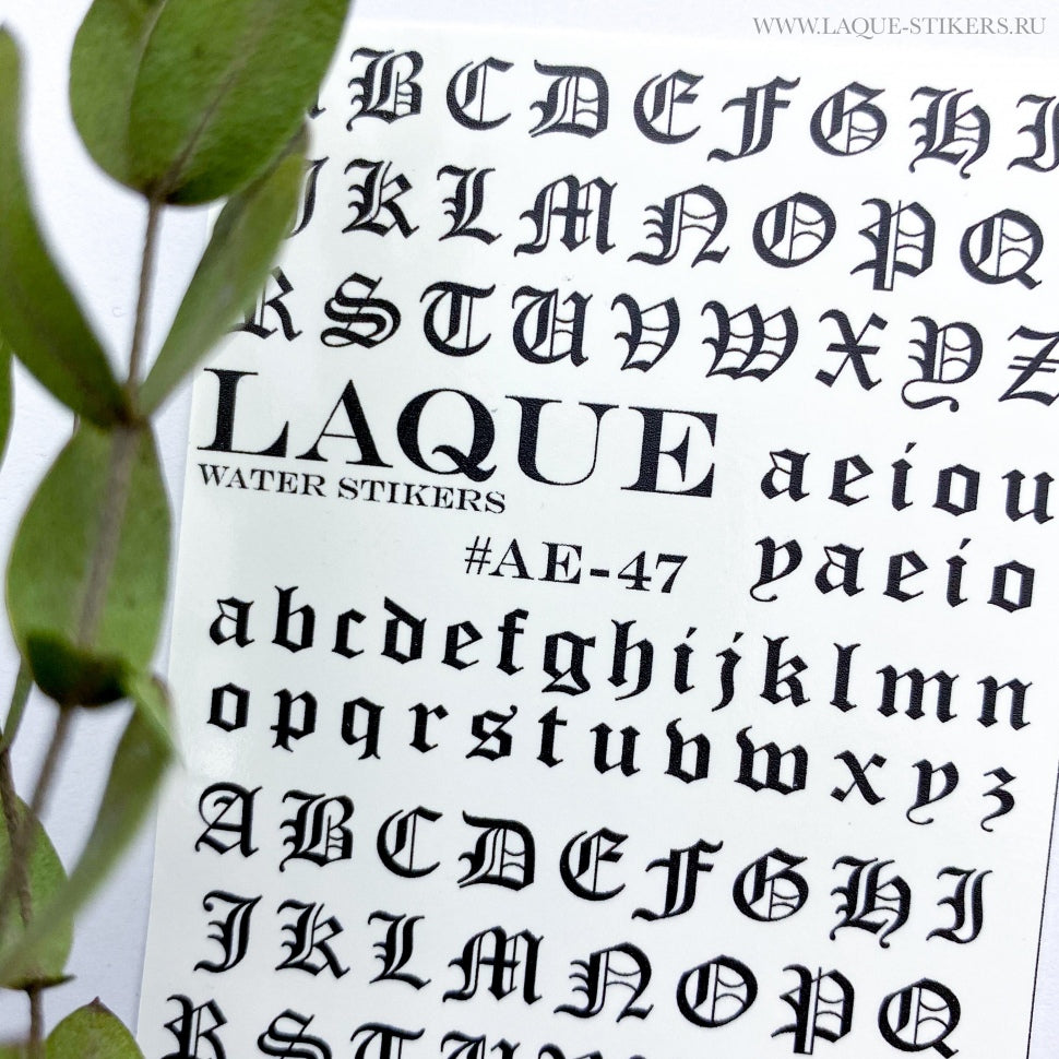 Design del sticker AE47 di LAQUE (adesivi solubili in acqua)