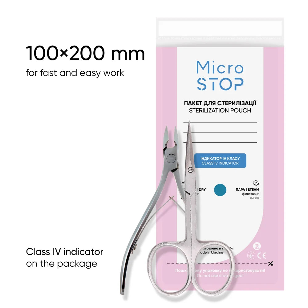 Sterilization bags 100 pcs. in 3 sizes white from MicroSTOP suitable for hot air sterilizer and autoclave