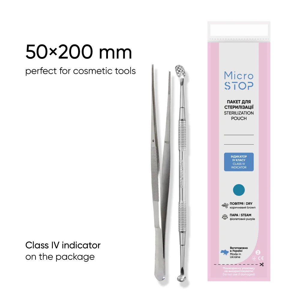 Sterilization bags 100 pcs. in 3 sizes white from MicroSTOP suitable for hot air sterilizer and autoclave