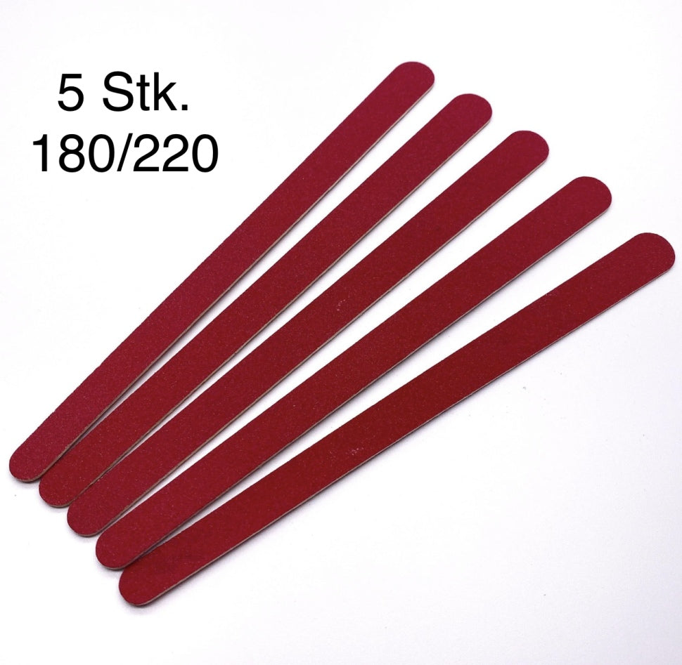 Lima per unghie sottile rossa 180/220 di Zoo Set 5 pz.