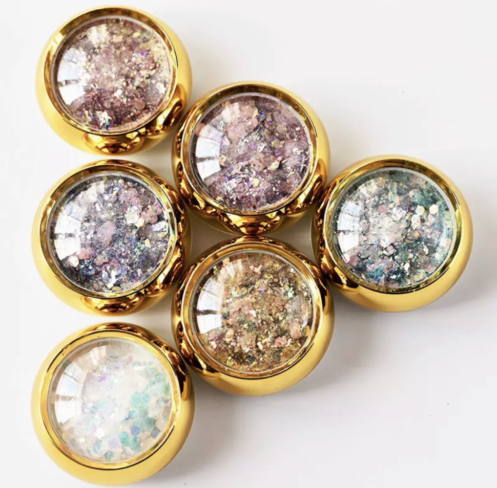 Set Glitter Deluxe per Nailart GOLD in 6 colori