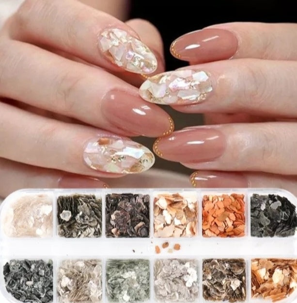 Nailart Muscheln Stücke Set 12 Farben Nr.26