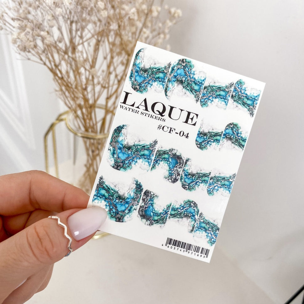 Slider con pellicola CF-04 blu argento (adesivi solubili in acqua) di Laque