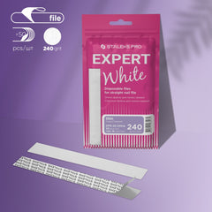 Weiße Einwegfeilen für gerade Nagelfeile (weiche Basis) DFE-22-100-240W Körnung STALEKS EXPERT