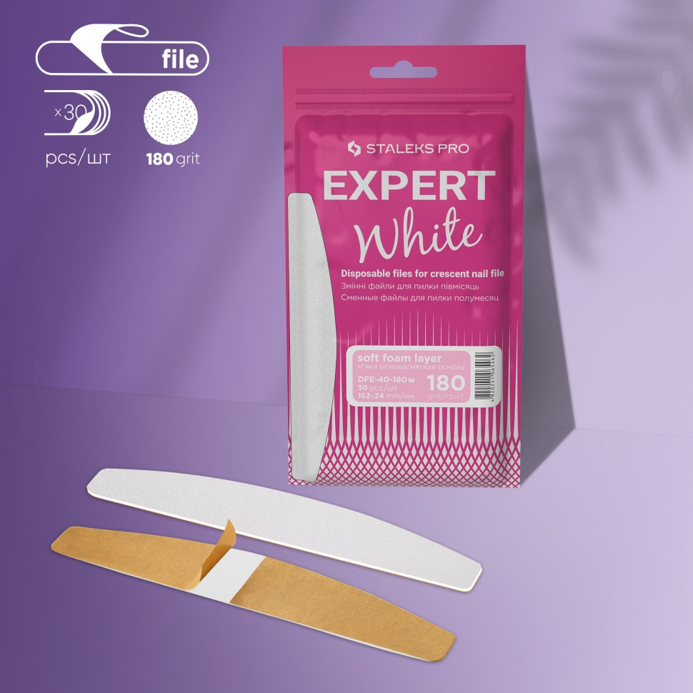 White disposable files for half-moon nail file (soft base) DFE-40-100-240W grain STALEKS EXPERT