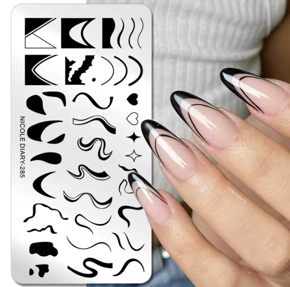 Stamping Plate Stencil Abstract Waves ND285