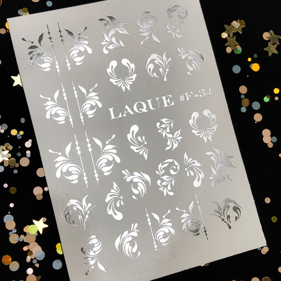 Sticker Design F-34 silber von LAQUE (Wasserlösliche Aufkleber)