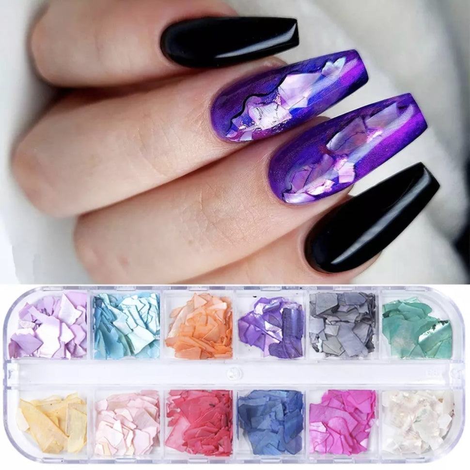 Nail Art Shells Pieces Set 12 Colors No.27