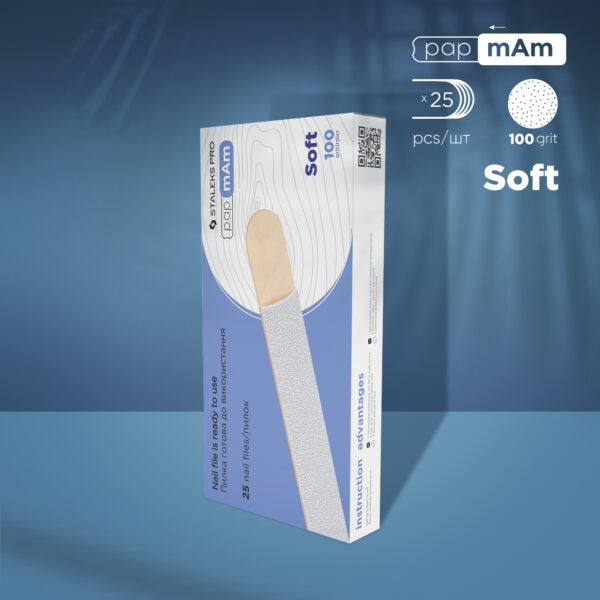 25 lima usa e getta bianche con custodia morbida e supporto in schiuma su base in legno (grana 100-240) PAPMAM STALEKS EXPERT (Soft)