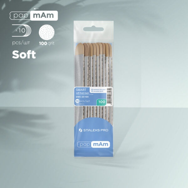 10 set di lime monouso morbide con supporto in schiuma su base in legno (100-240 grana) PAPMAM STALEKS SMART