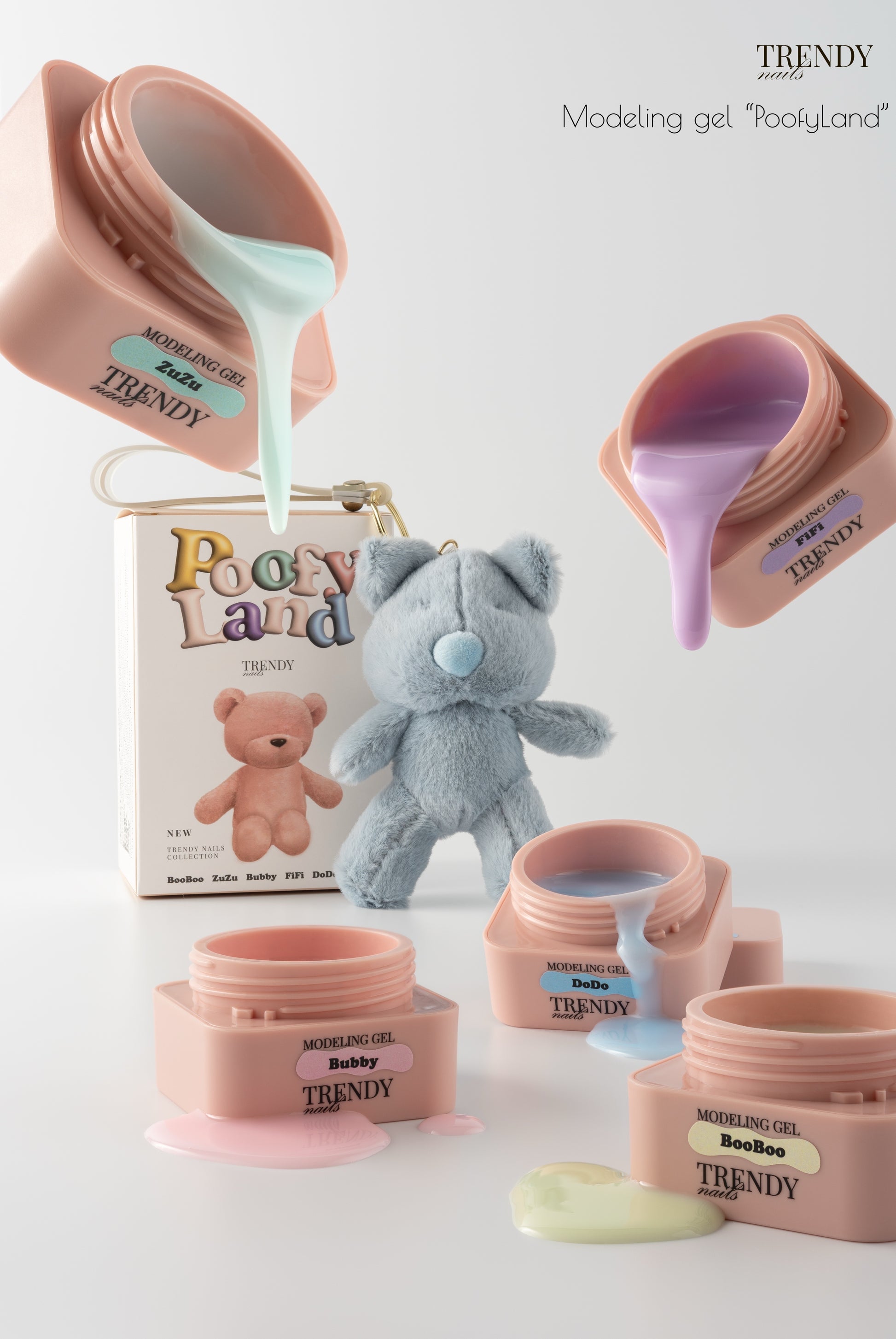 PuffyLand SET Modeling Gel 5x15ml mit Gratis Teddy (TPO/HEMA-free)