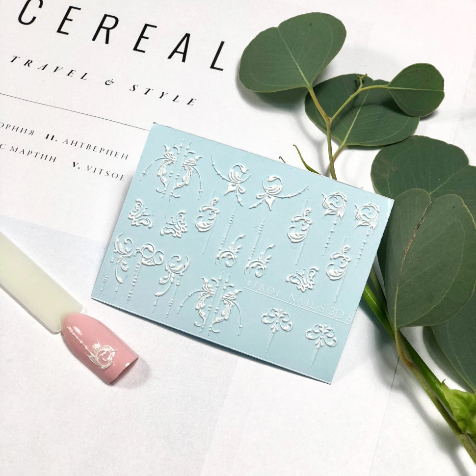 Sticker VENZEL 3D 8 белый IBDI Nails