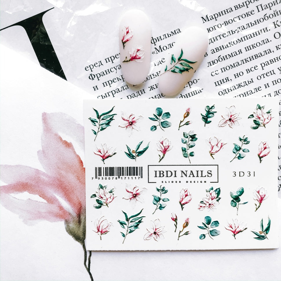 Sticker 3D 31 Magnolia Flowers IBDI Nails