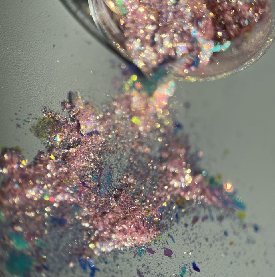 Glitter Flakes Opal Pink Holographic