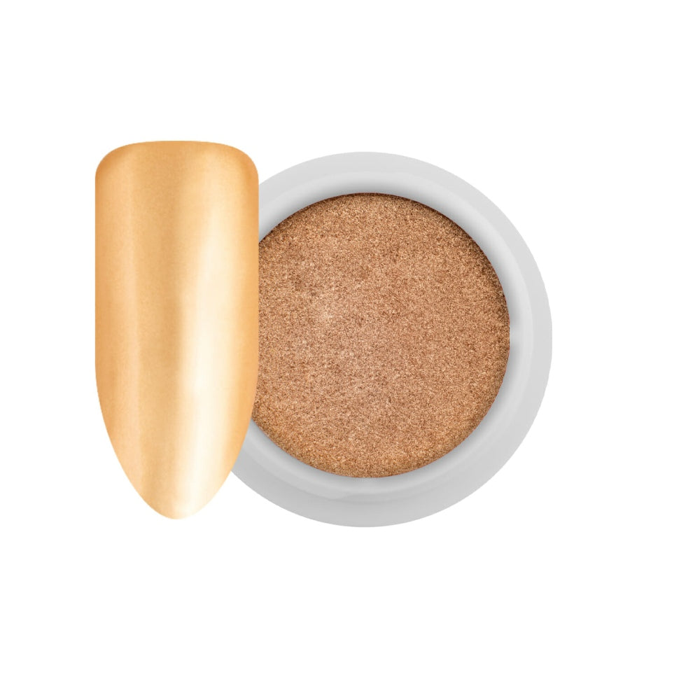 Pigmento Mirror-Chrome Compatto – Oro Chiaro con Applicatore