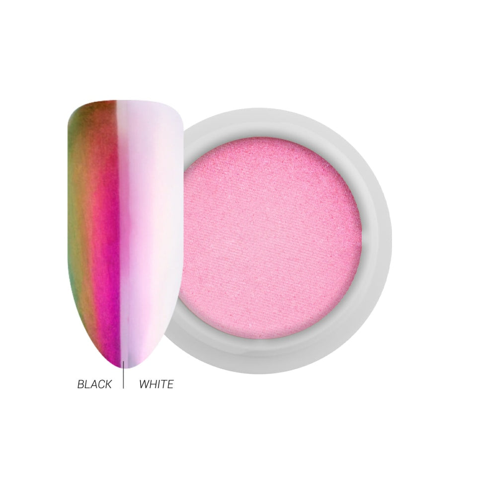 Mirror-Chrome Pigment Compact – Aurora Peach with applicator