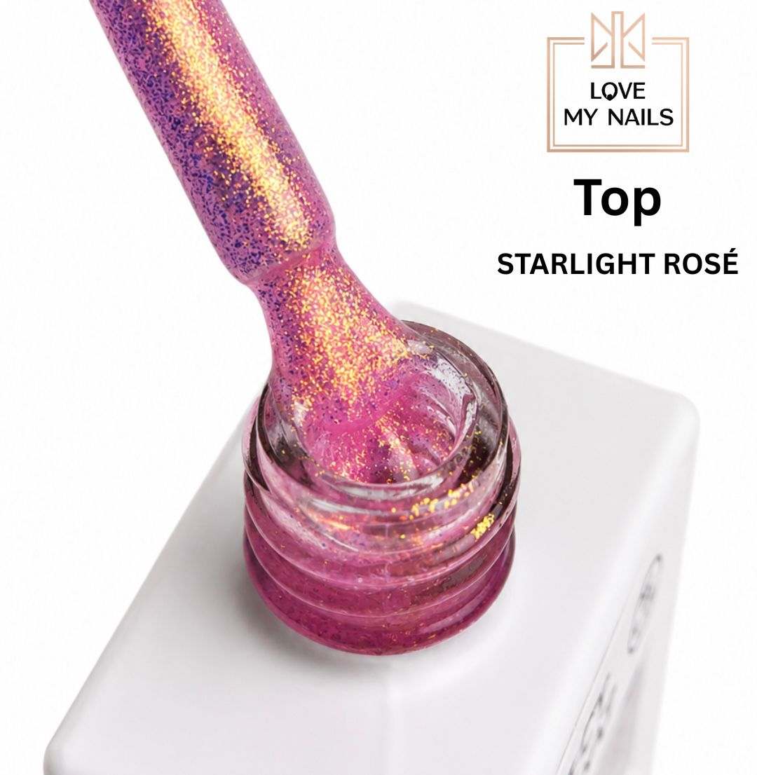 Glitter Top Coat Starlight Rose NO WIPE 12ml von Love My Nails (TPO-free)