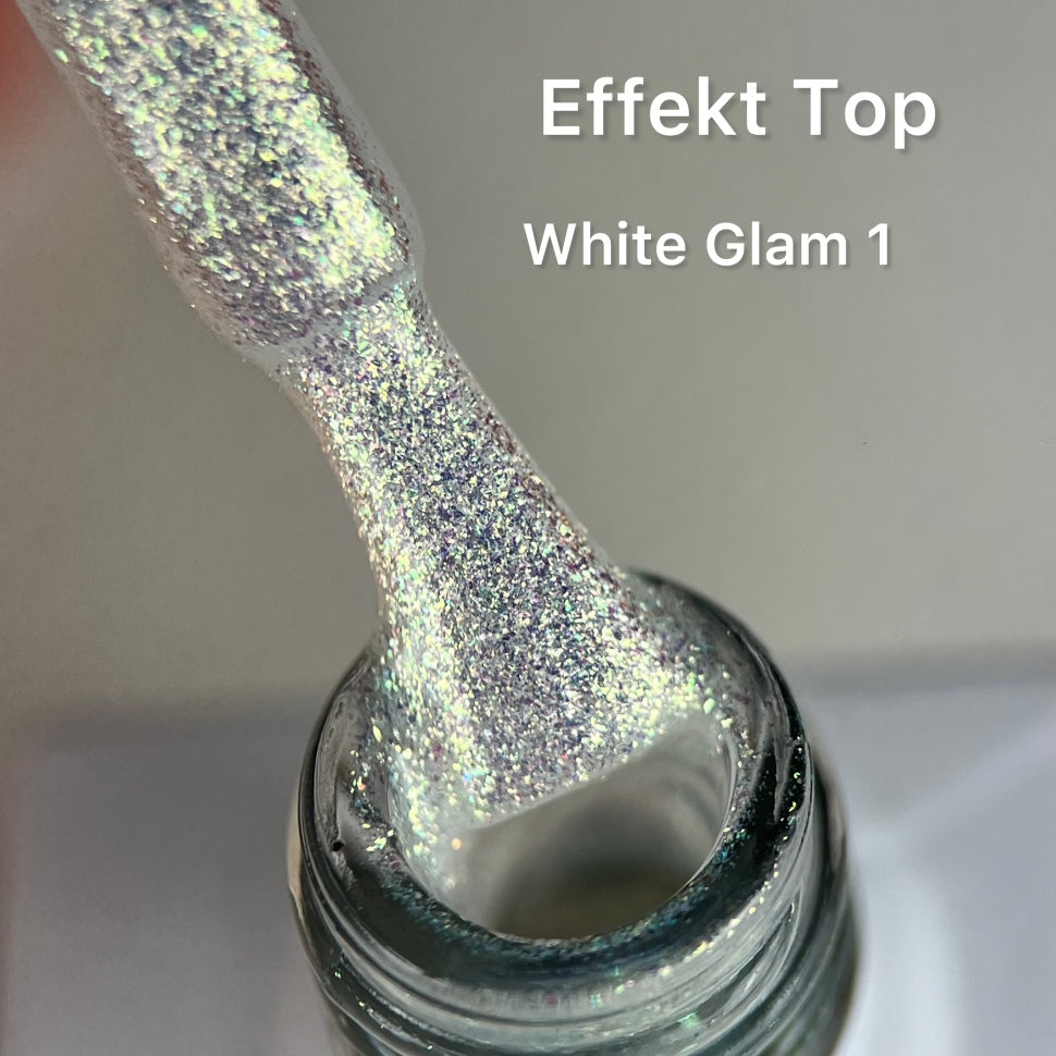 Effect Top Coat White Glam 1 NO WIPE 10ml di Love My Nails