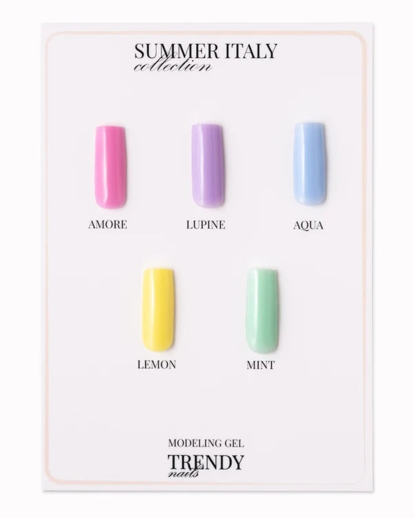 Набор моделирующих гелей Summer Italy 5x5 мл (Amore, Aqua, Lemon, Mint, Rosato)