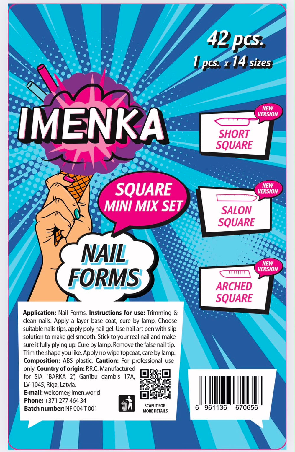 Nail Forms "Square Mini Mix" 140 pcs. by Imenka