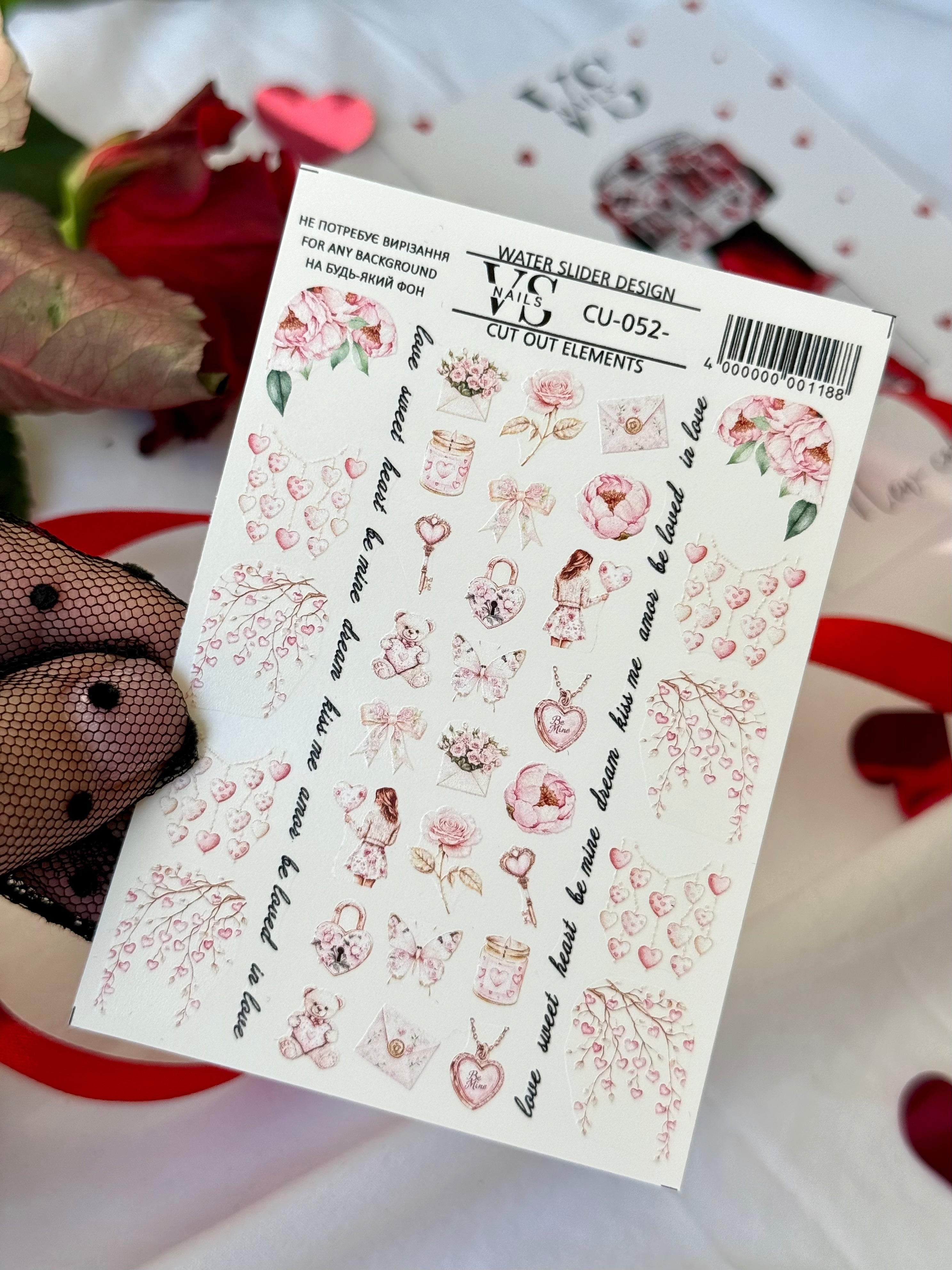 Slider CUT OUT ohne Ausschneiden (Wasserlösliche Aufkleber) CU-052 von VS Nails