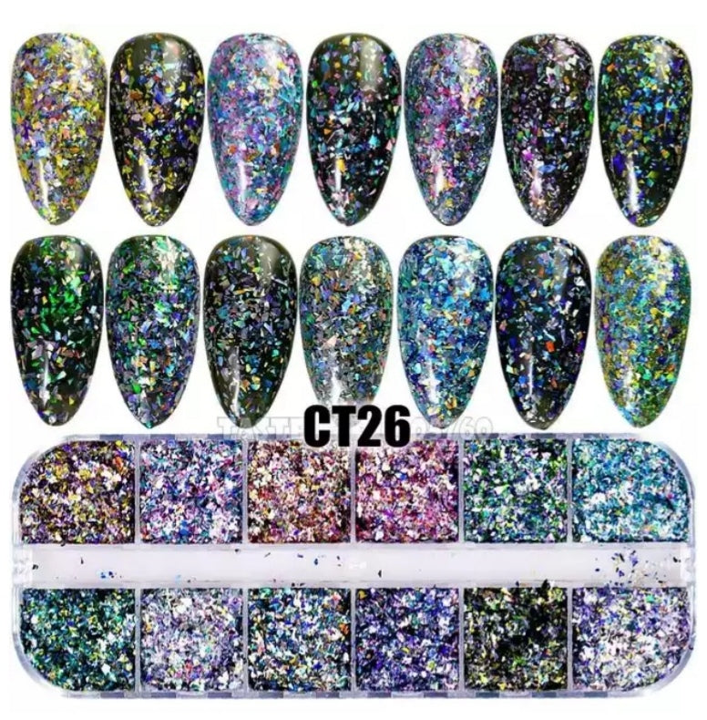 Glitter Flakes Foil Set 12 Colors